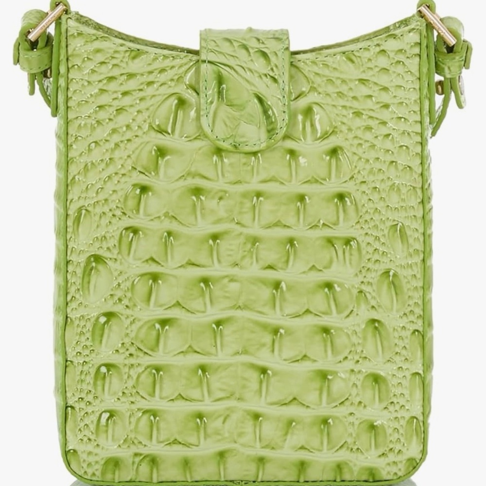Women’s Lime Green Croc-Embossed Crossbody Bag - Picture 3 of 6